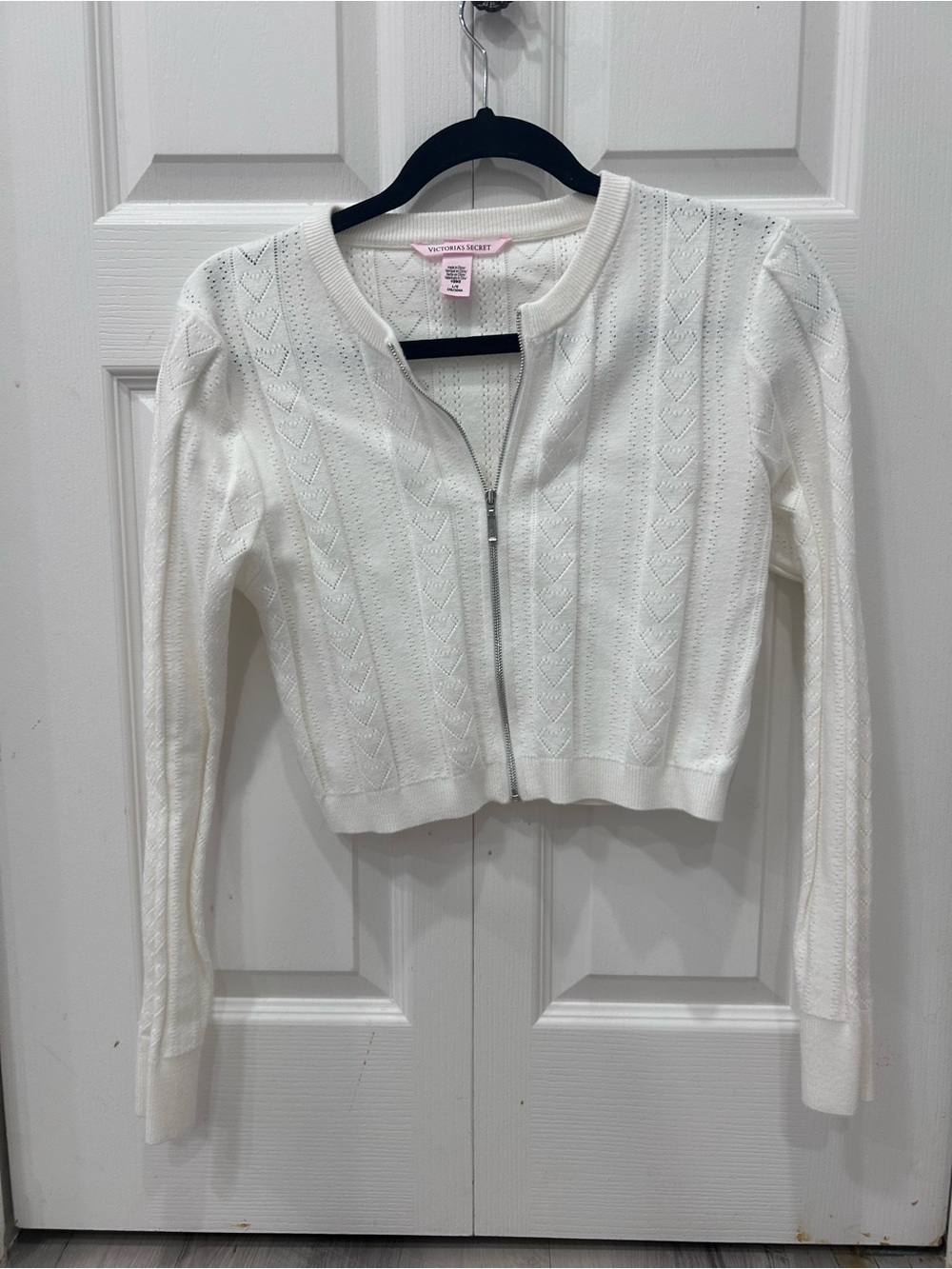 Victoria's Secret White Zip Front Cropped Cardigan